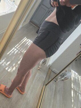 Grey shorts with scrunch sides